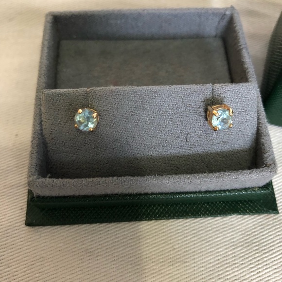 Hamilton Jewelry - 14K 5MM Gold Aquamarine Stud Earrings NWT